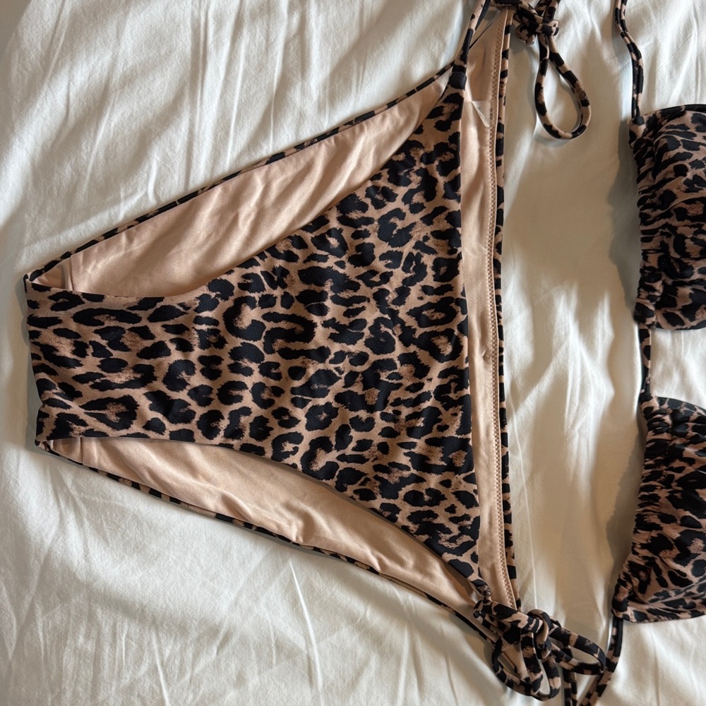 Victoria's Secret Leopard Print Triangle Bikini - Brown and Black - Picture 3 of 6